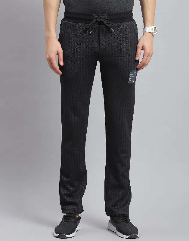 Men Black Stripe Regular Fit Lower