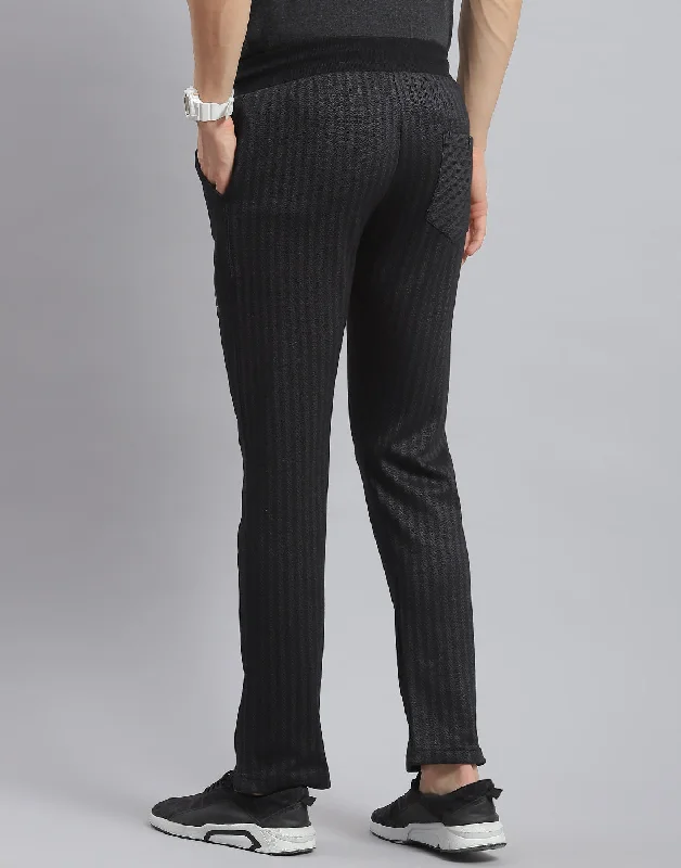 Men Black Stripe Regular Fit Lower