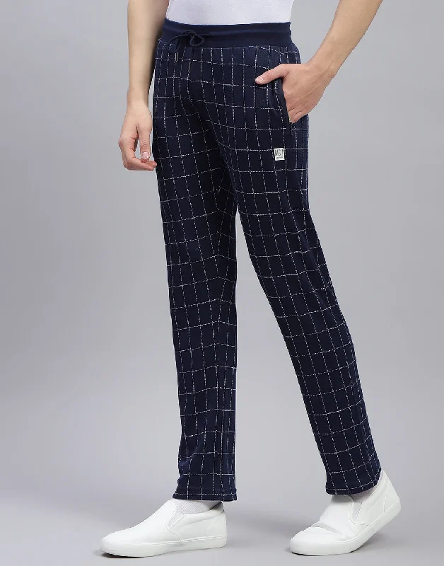 Men Blue Check Regular Fit Lower