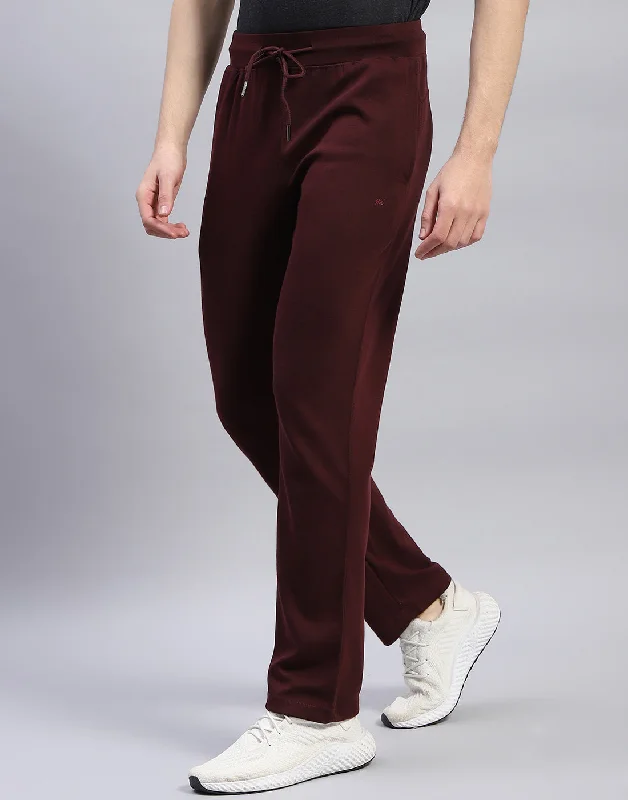 Men Maroon Solid Regular Fit Lower