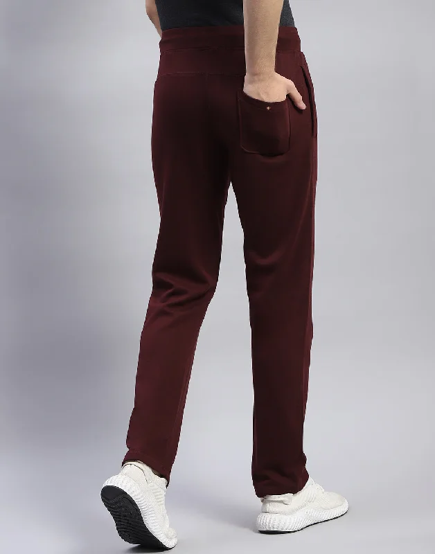 Men Maroon Solid Regular Fit Lower