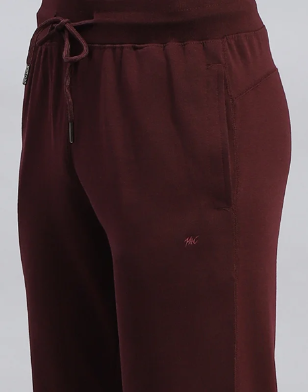 Men Maroon Solid Regular Fit Lower