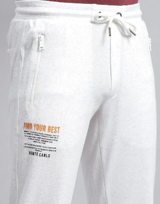 Men Off White Printed Regular Fit Lower