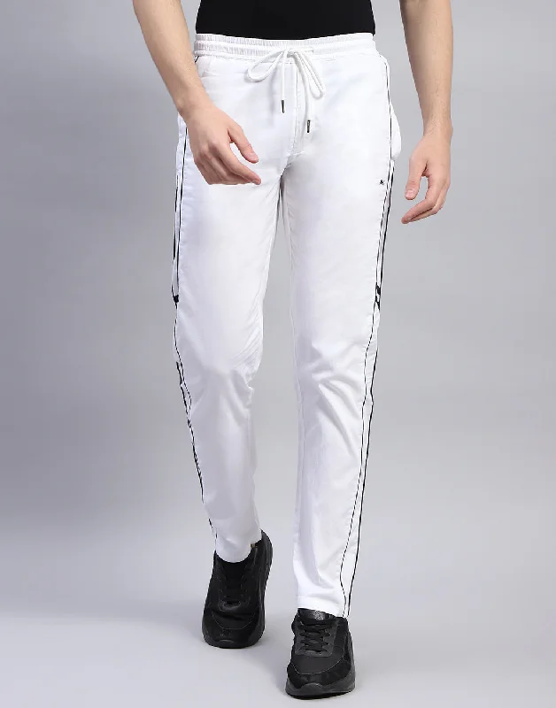 Men White Solid Regular Fit Lower