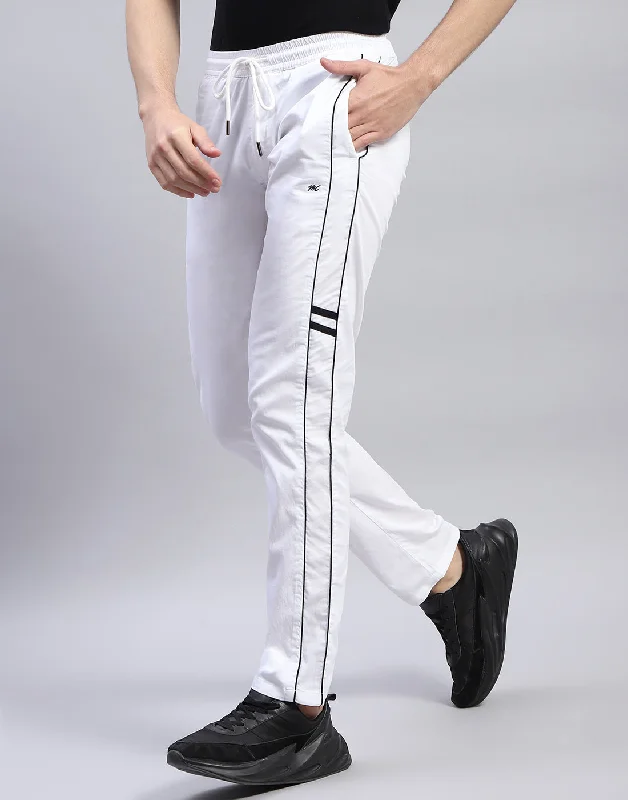 Men White Solid Regular Fit Lower