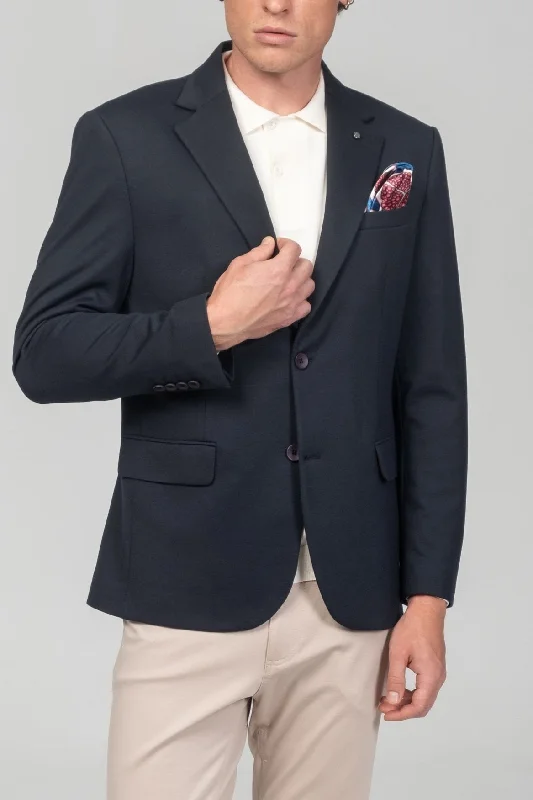 Notch Lapel Blazer -  Navy