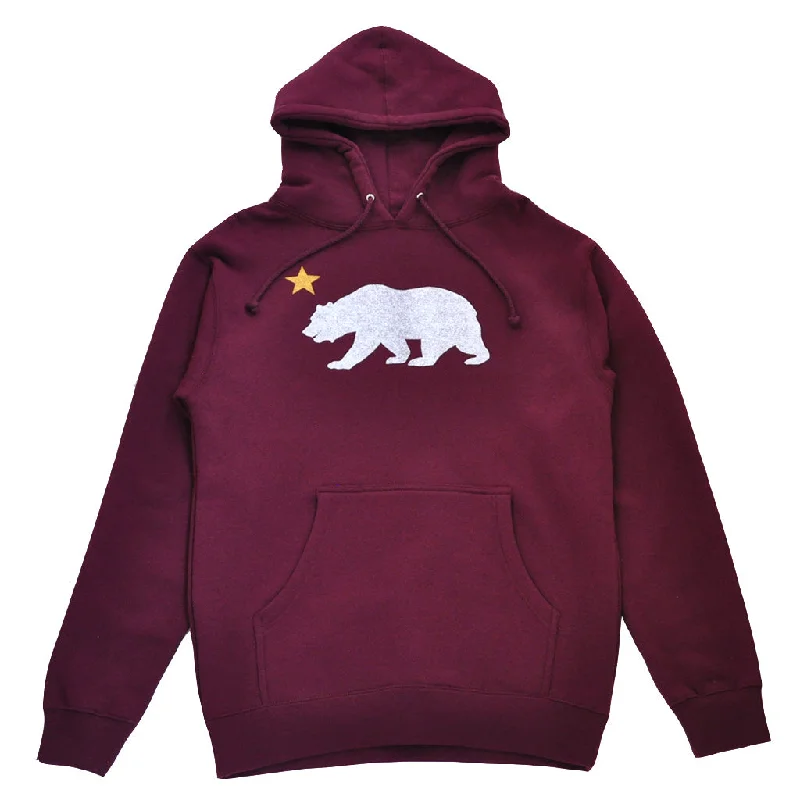 Mens True Bear Star Hoodie Burgundy