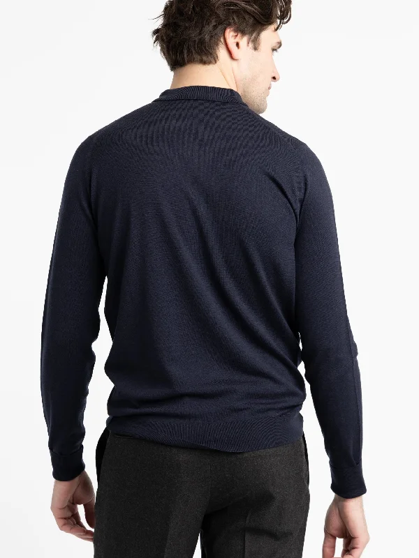 Midnight Cotswold Extra-Fine Merino Wool Polo Shirt