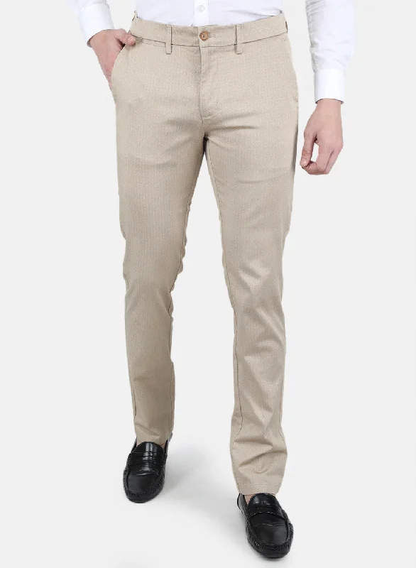 Men Beige Smart Fit Trouser