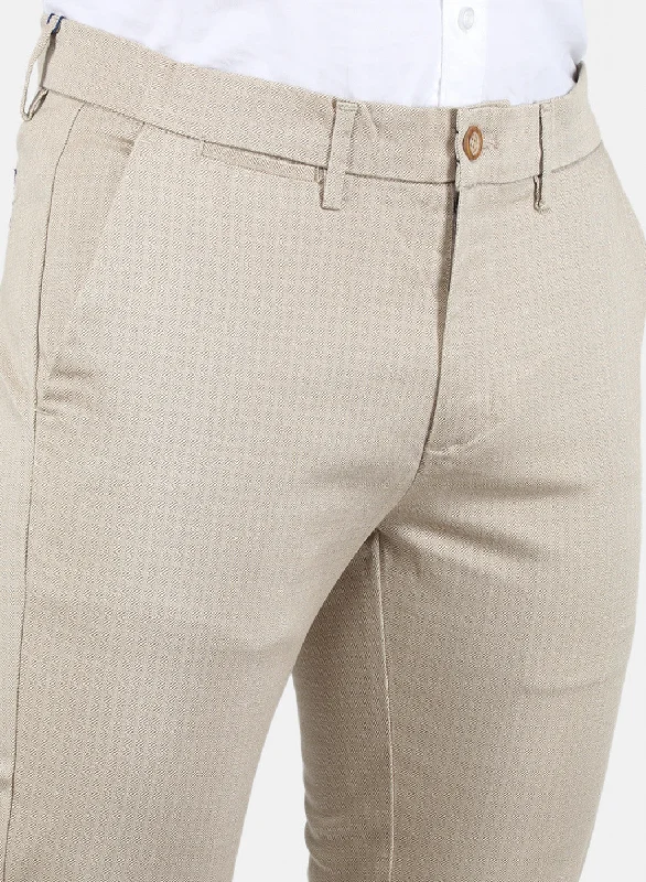 Men Beige Smart Fit Trouser