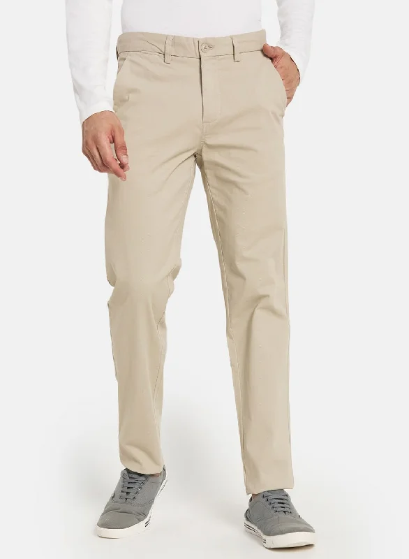 Men Beige Smart Fit Trouser