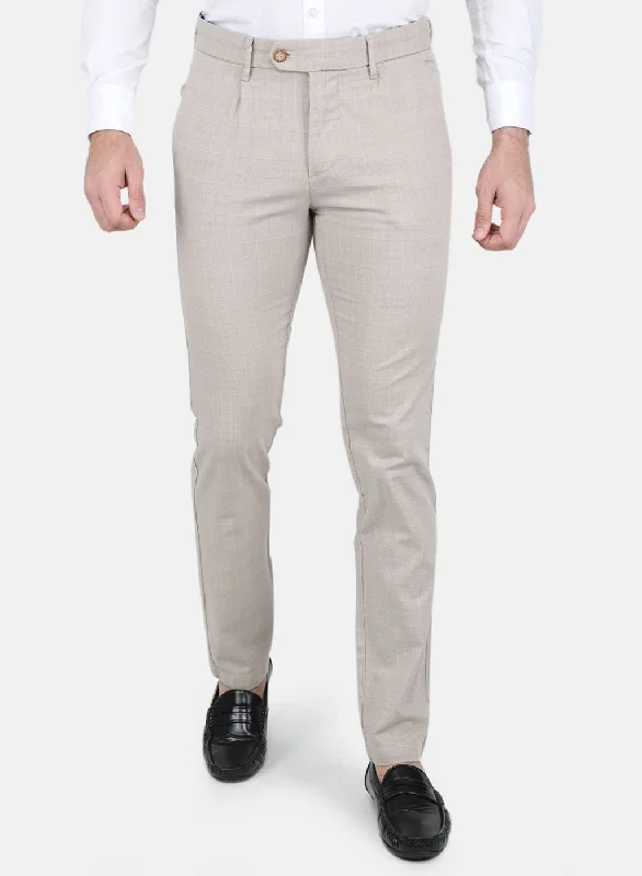 Men Beige Smart Fit Trouser