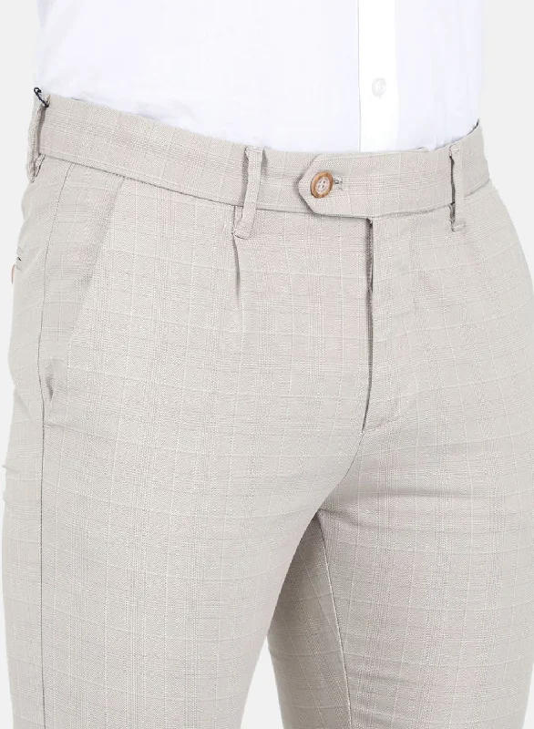 Men Beige Smart Fit Trouser