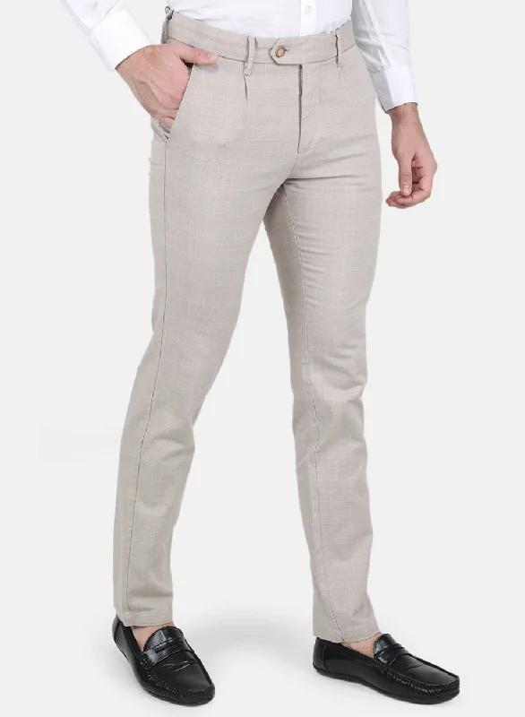 Men Beige Smart Fit Trouser