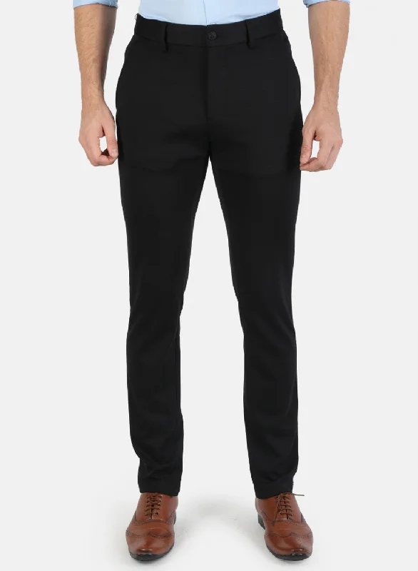 Men Black Solid Trouser