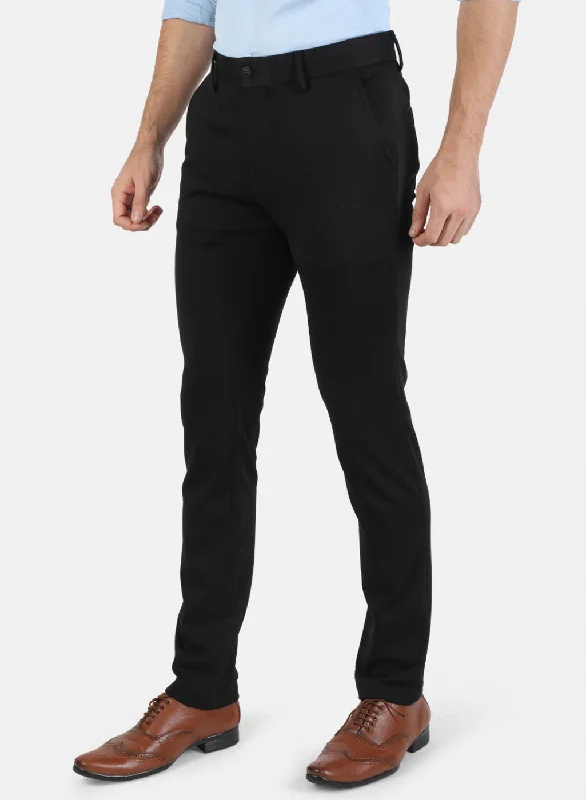 Men Black Solid Trouser