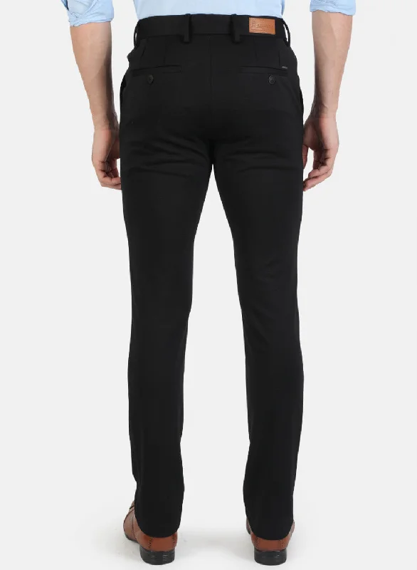 Men Black Solid Trouser