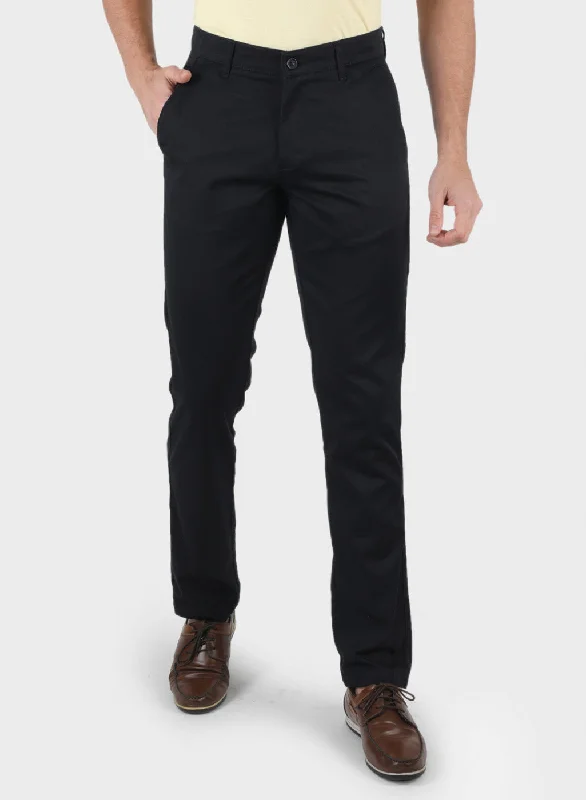 Men Navy Blue Regular Fit Trouser