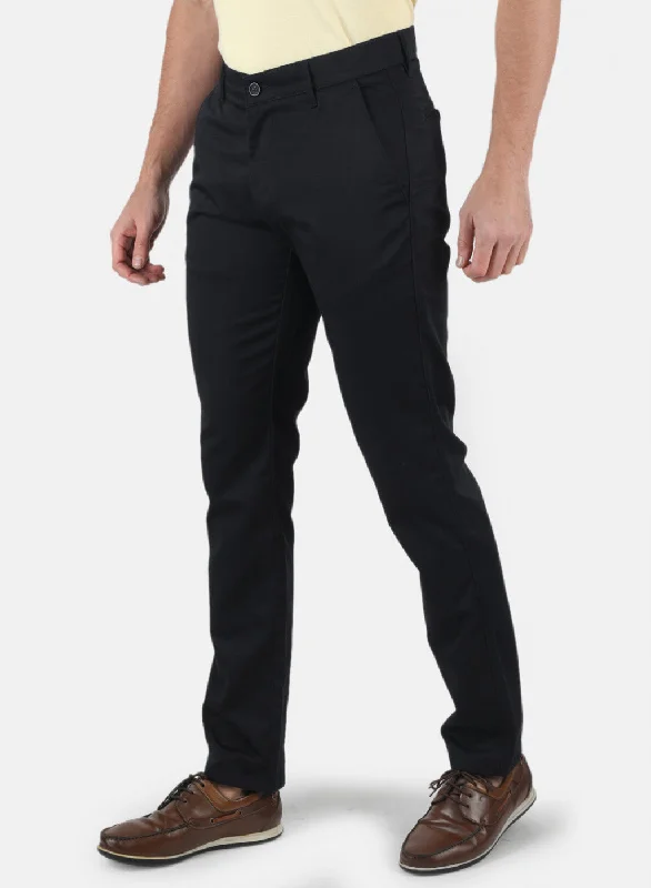 Men Navy Blue Regular Fit Trouser