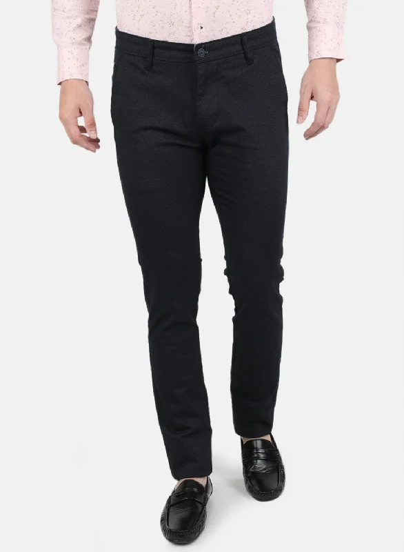 Men Navy Blue Smart Fit Trouser