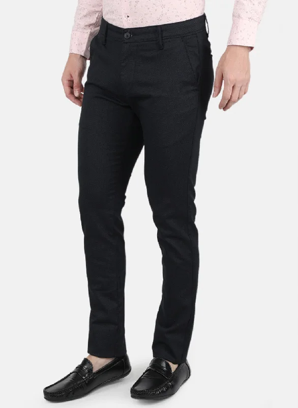 Men Navy Blue Smart Fit Trouser