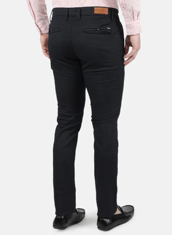 Men Navy Blue Smart Fit Trouser