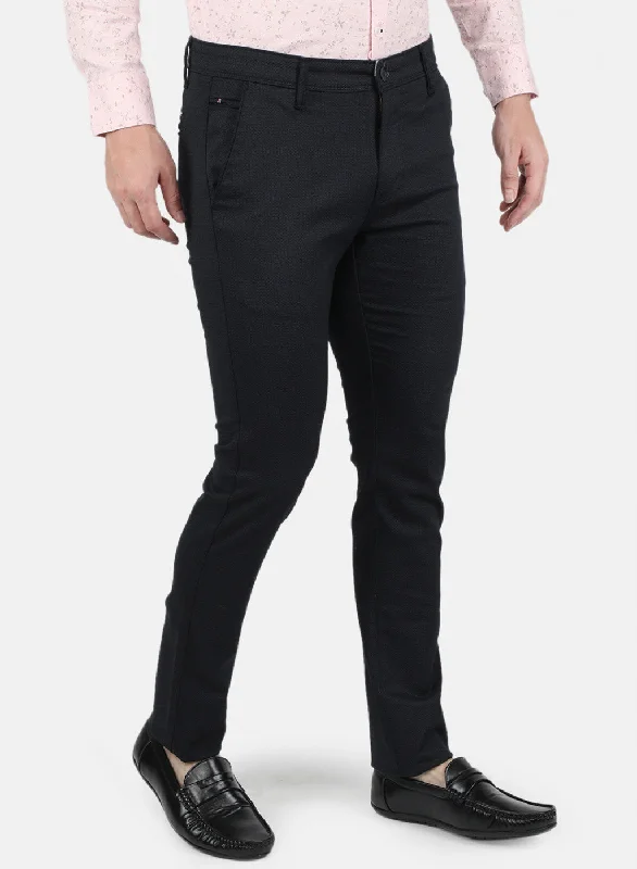 Men Navy Blue Smart Fit Trouser