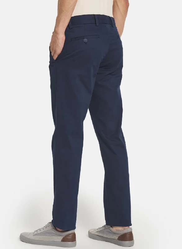 Men Navy Blue Smart Fit Trouser