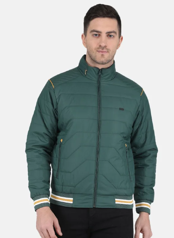 Men Olive Solid Jacket