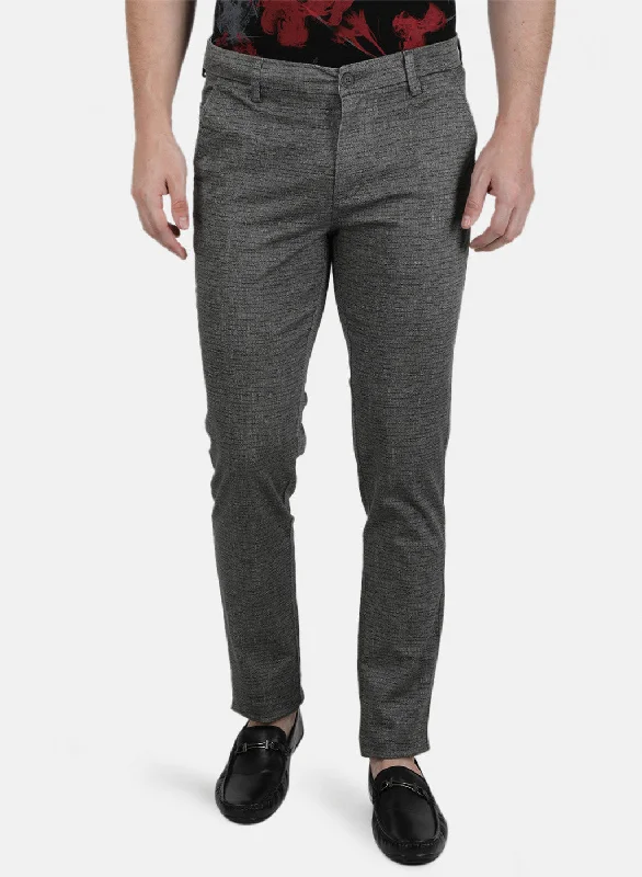 Mens Grey Printed Trousers