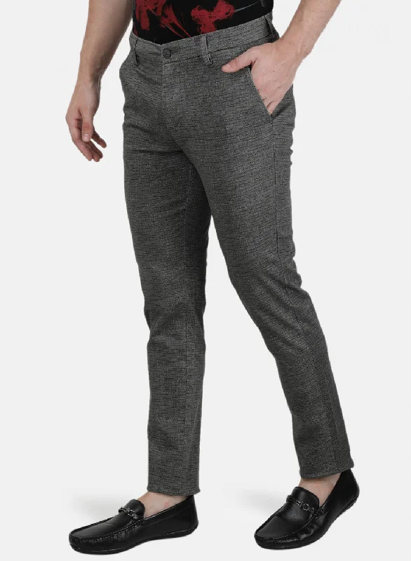 Mens Grey Printed Trousers