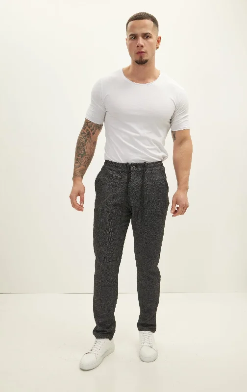 Casual One Button & Drawstring Closure Pants - Navy