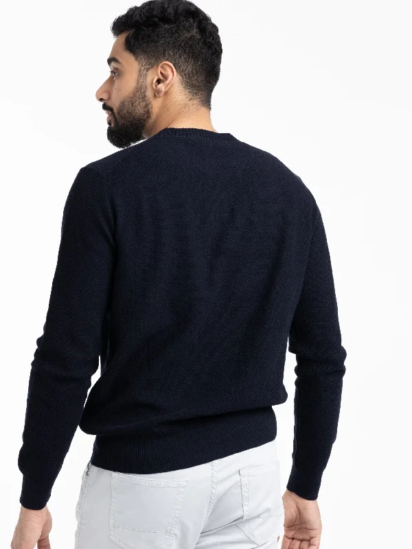 Navy Long-Sleeve Crewneck Sweater