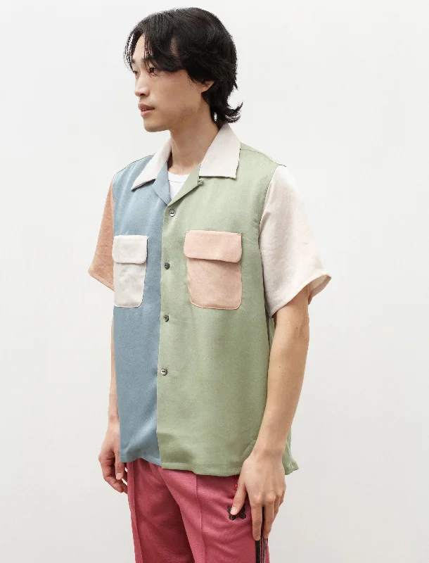 S/S Classic Shirt Poly Sateen Multi Light Tone