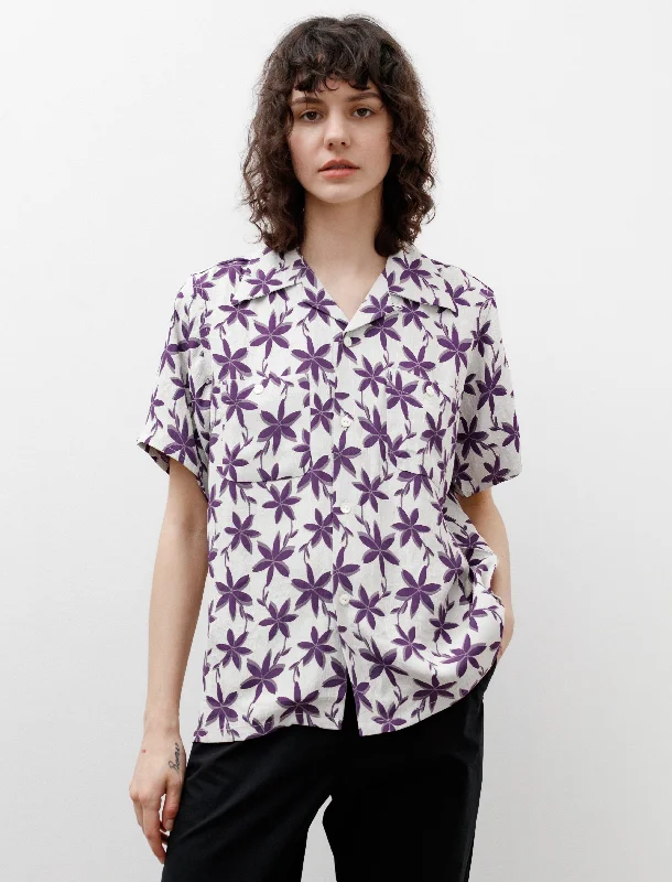 S/S One-Up Shirt Floral Jacquard Off White