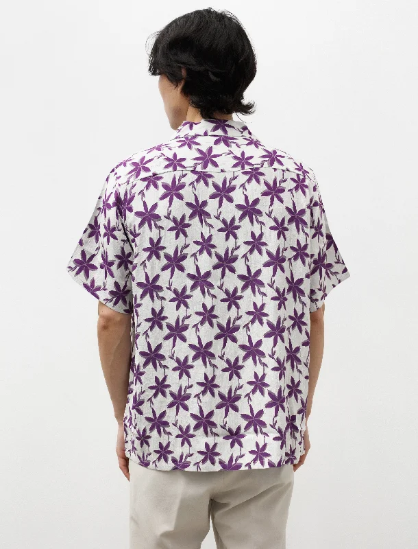 S/S One-Up Shirt Floral Jacquard Off White