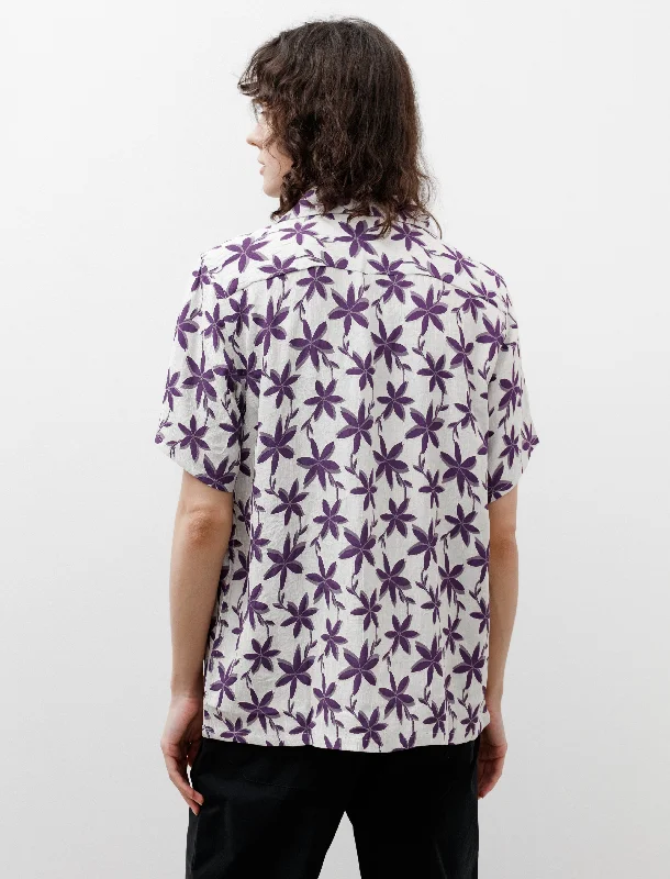 S/S One-Up Shirt Floral Jacquard Off White