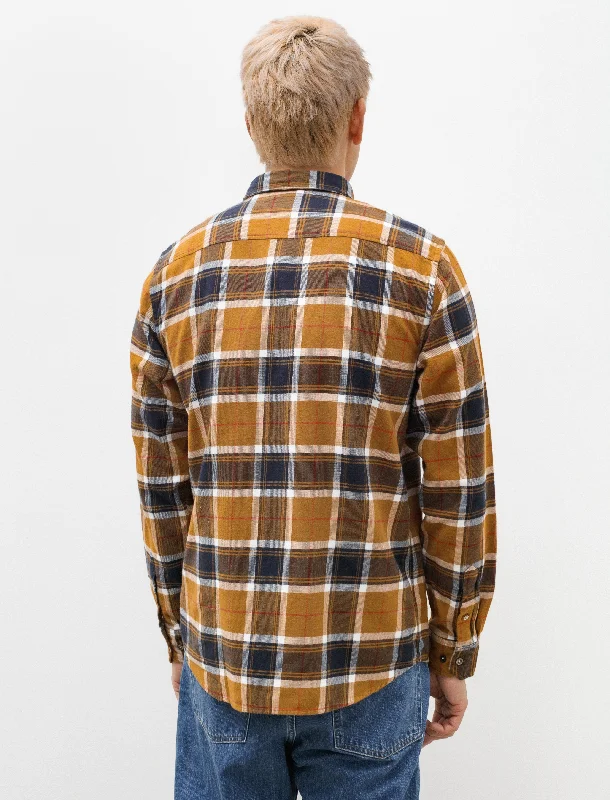 Anton Organic Flannel Check Shirt Cumin Yellow