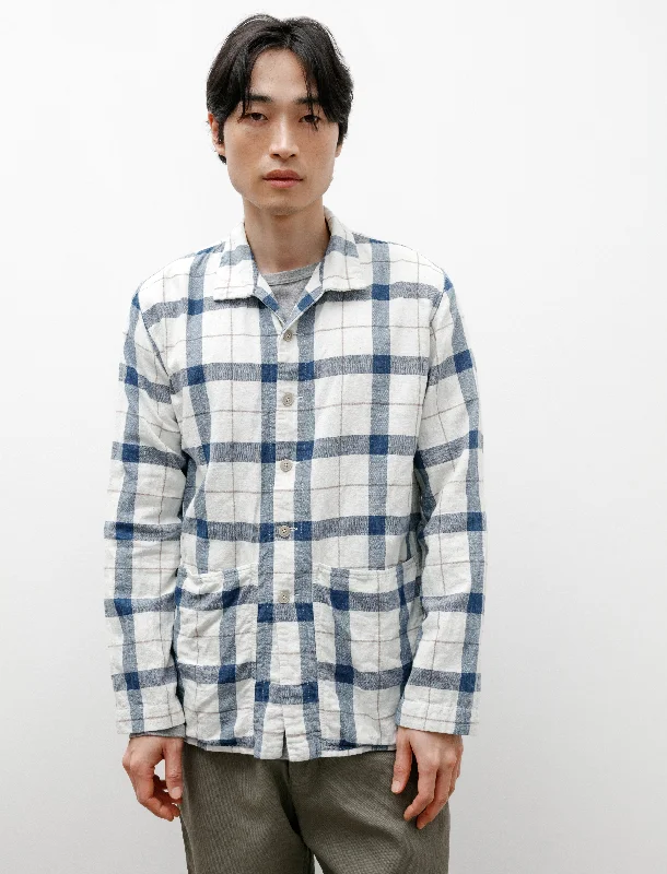 Industrial Pocket Shirt Handwoven Cotton Indigo and Tea Check