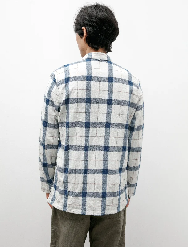 Industrial Pocket Shirt Handwoven Cotton Indigo and Tea Check