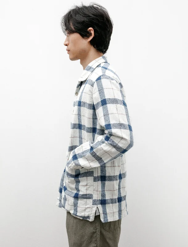 Industrial Pocket Shirt Handwoven Cotton Indigo and Tea Check