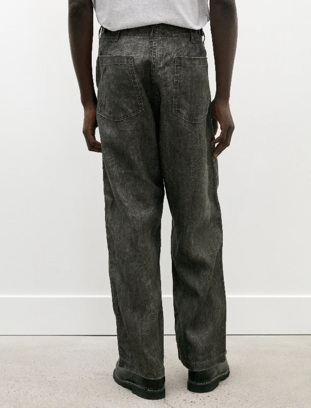 Sumi Dyed Linen Summer Fatigue Pants Charcoal