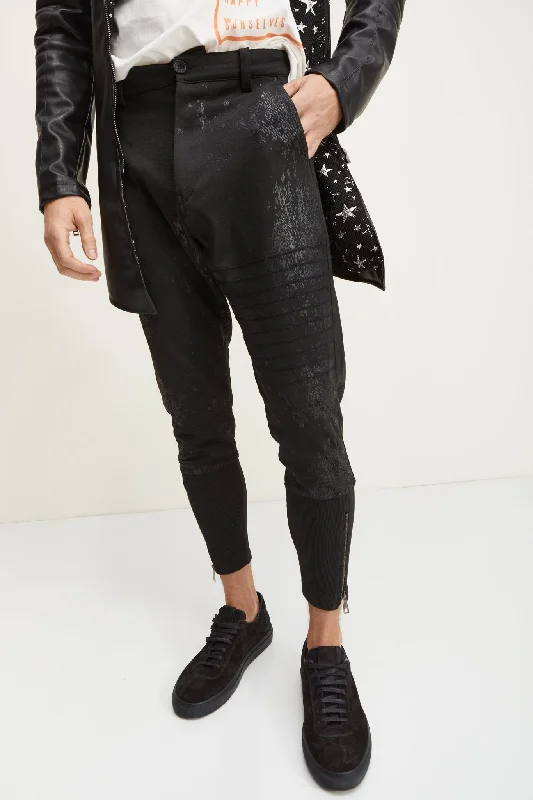 Stretch Patterned Track Pants - Black