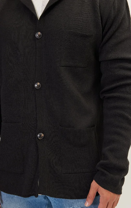 The Classic -Button Knit Jacket - Black