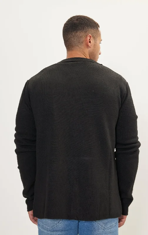 The Classic -Button Knit Jacket - Black