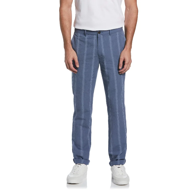 Seersucker Stripe Flat Front Pant