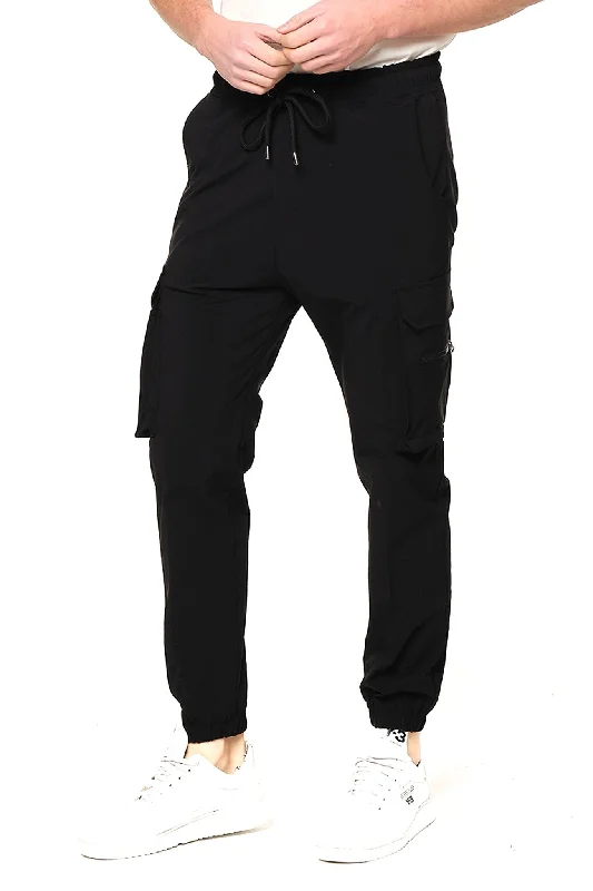 Side Zip-Pocket Track Pants - Black