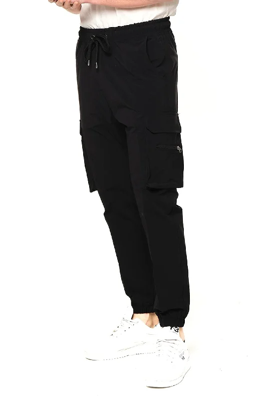 Side Zip-Pocket Track Pants - Black