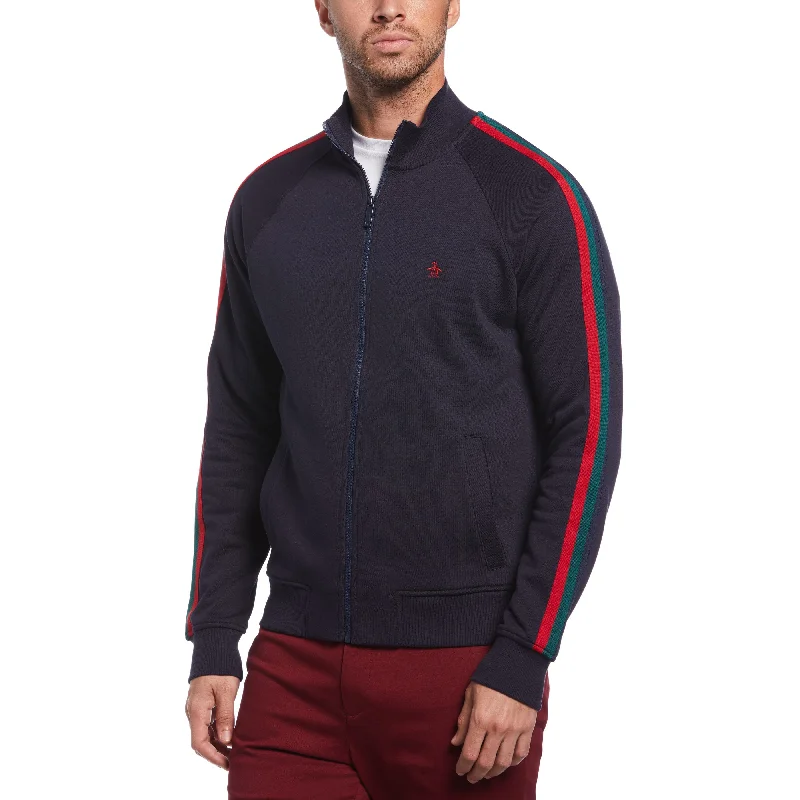 Stripe Sleeves Fleece Track Jacket