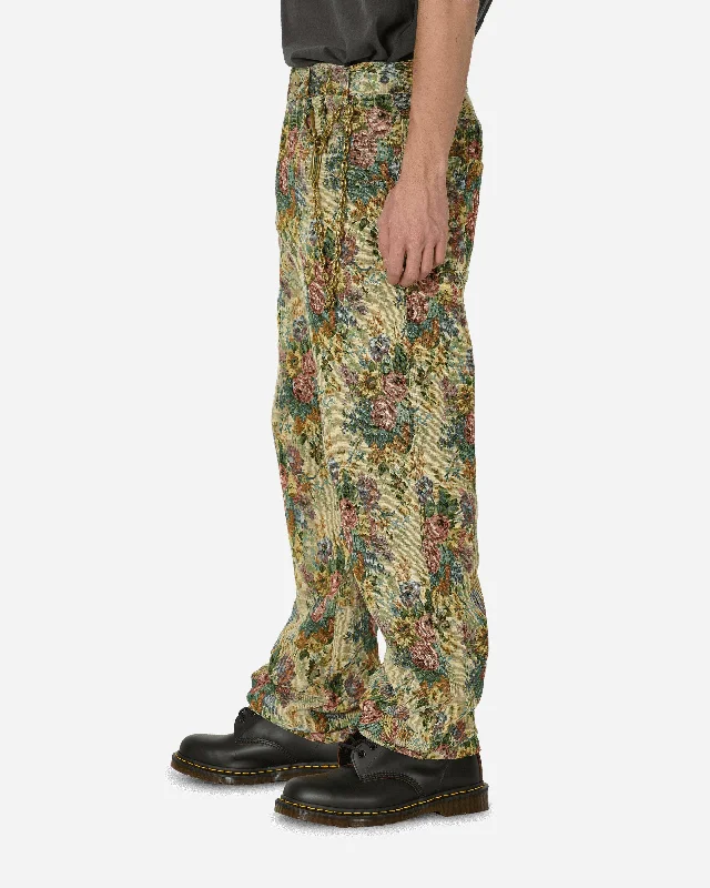 Floral Jacquard Long Work Multicolor Pants